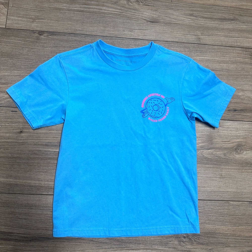 Boys Baseball Lifestyle 101 Blue Donuts and Dingers T Shirt Size Small 🍩